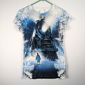 The Polar Express Juniors Large All Over Print T-Shirt Women’s Xmas Movie Tee